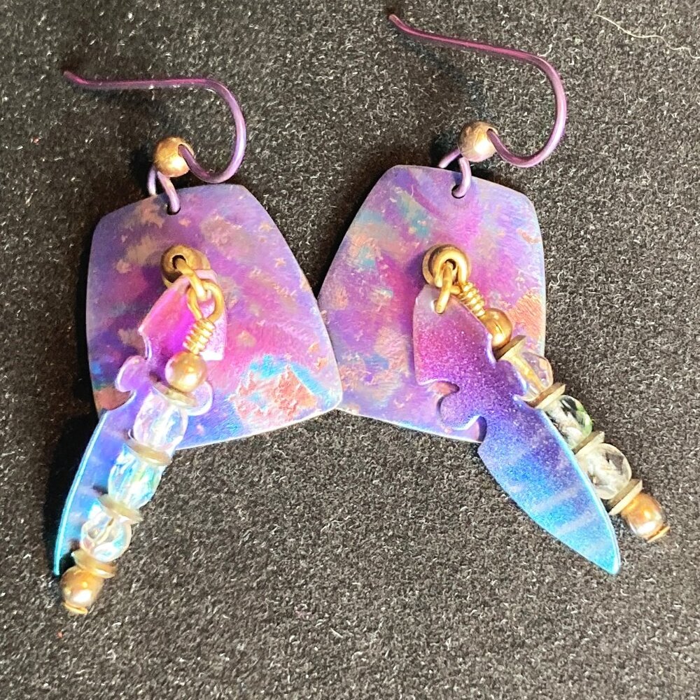 Rainbow Titanium & Crystal Dangle Earrings - image 4